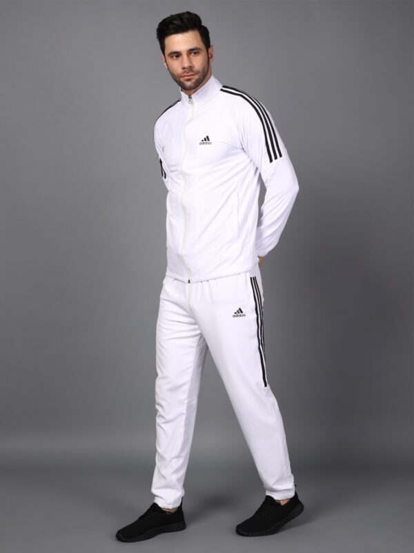 ADIDAS Half Striped Men White TrackSuit (Jacket &Track-Pants) - Image 5