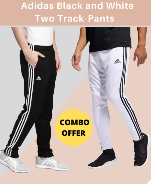 Adidas Solid Casual Men Track Pants color Black & White