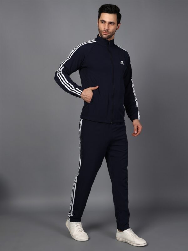 Adidas Half Striped Men Black Tracksuit (Jacket &track-pants) - Image 3