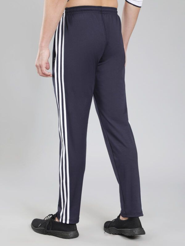 Adidas Solid Casual Men Navy Blue & White Stripes Track Pants - Image 2