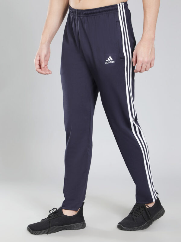 Adidas Solid Casual Men Navy Blue & White Stripes Track Pants