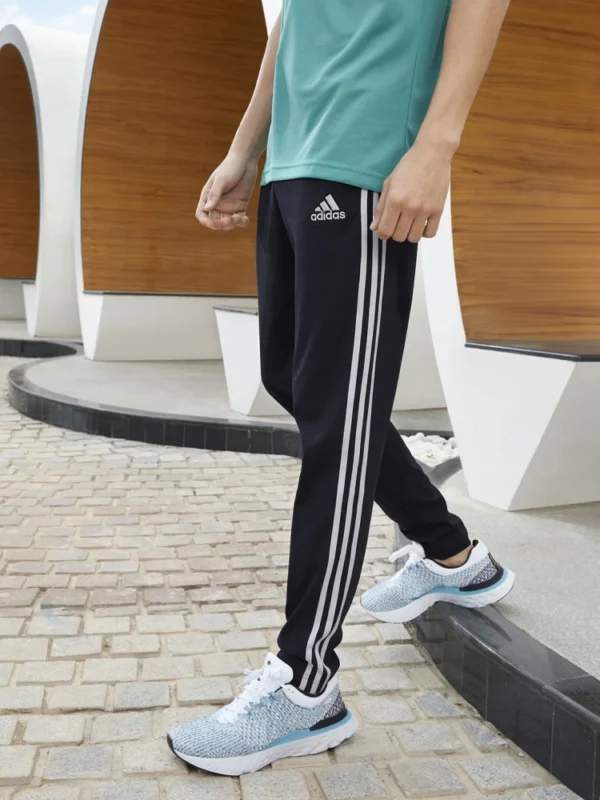 Adidas Full Striped Solid Men Black Track Pants