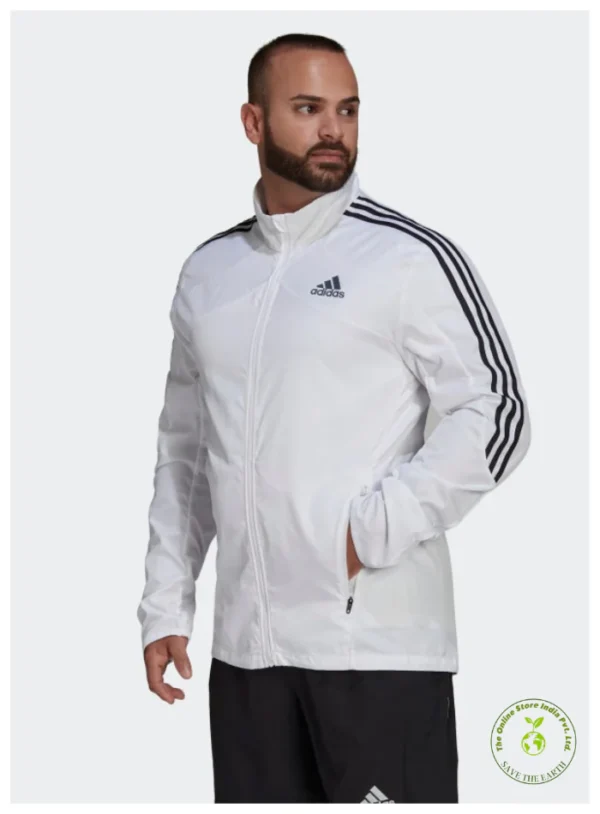 Adidas Half Striped Men White Upper Jacket